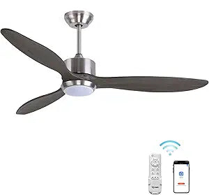 Ovlaim 52 Inch Solid Wood Ceiling Fan with Lights Remote Control
