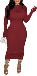 Uni Clau Womens Sexy Lace Two Piece Bodycon Midi Dress Set - Elegant