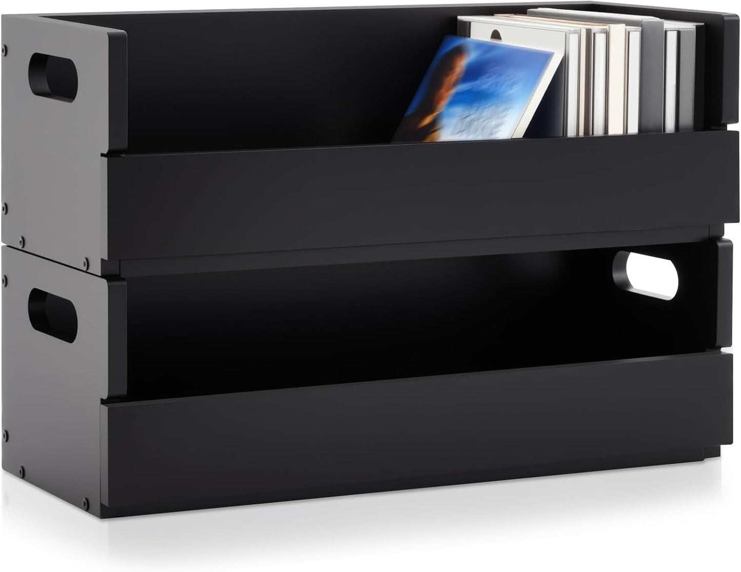 Wooden CD Storage Box Holder Set for Organizing Music Collection