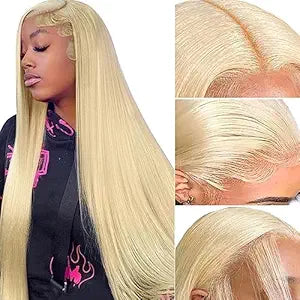 613 Lace Front Wig Human Hair 28Inch Blonde Glueless Wigs