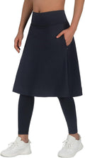 ANIVIVO Women Long Knee Length Skirted Leggings - High Waisted Pockets