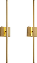 Modern Wall Sconces Set of Two - Dimmable Brushed Brass LED 24.4in