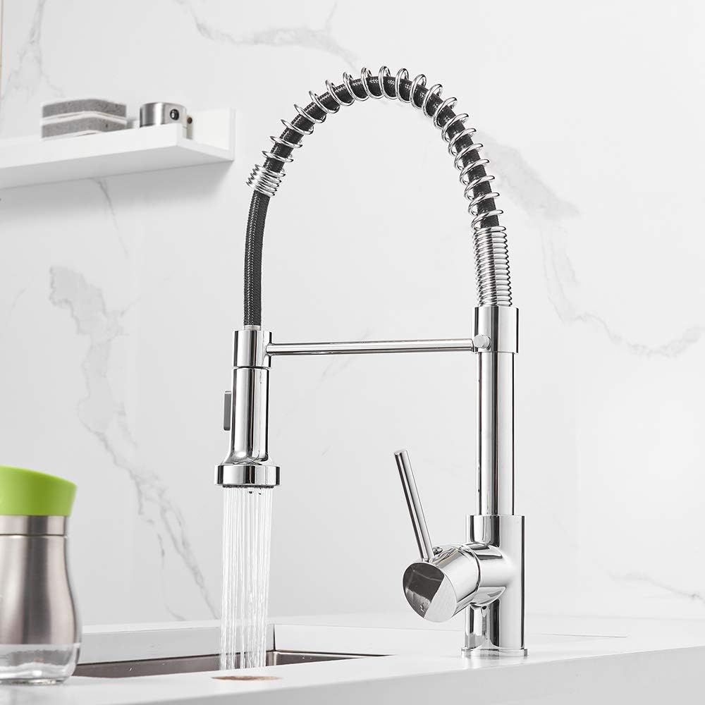 OWOFAN Spring Kitchen Sink Faucet with Pull Down Sprayer
