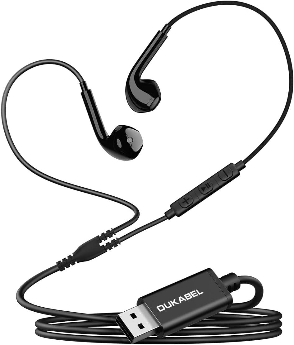 DUKABEL USB Earbuds: Crystal Clear Mic & Volume Control