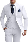 Mens 3 Piece Slim Fit Suit Set - Double Breasted Vest Tuxedo