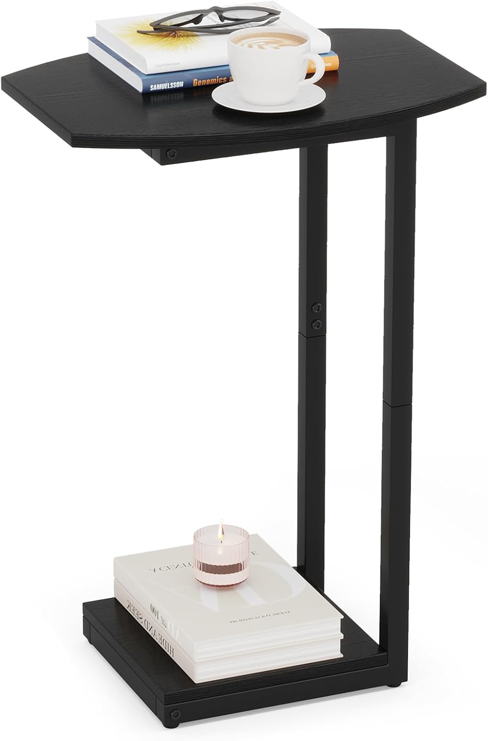 Hosfais Small Side Table C Shaped Barrel Coffee Table for Living Room