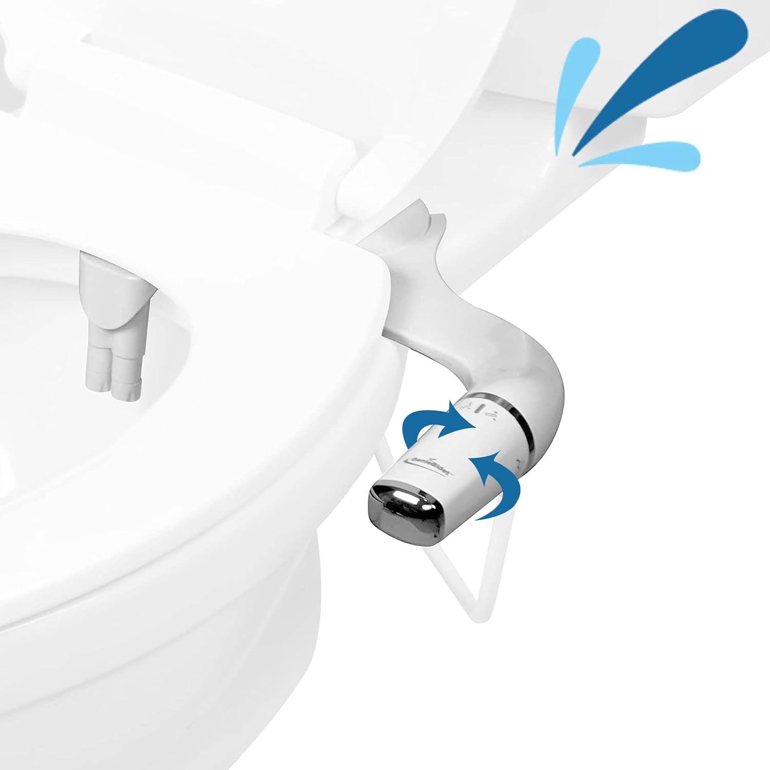 GenieBidet Ultra-Slim Left Handed Bidet Attachment for Toilets