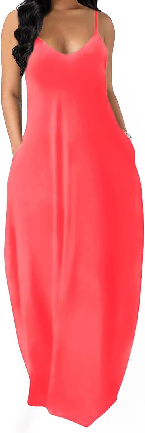 OFEEFAN Women's Maxi Dresses with Pockets for Summer Style