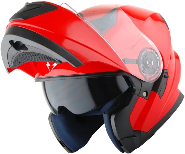 1Storm Modular Full Face Helmet with Dual Visor in Glossy Red