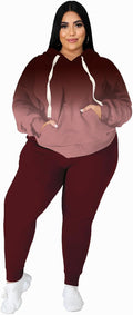 Women Plus Size 2-Piece Sweatsuit Sets - Long Sleeve Tracksuit