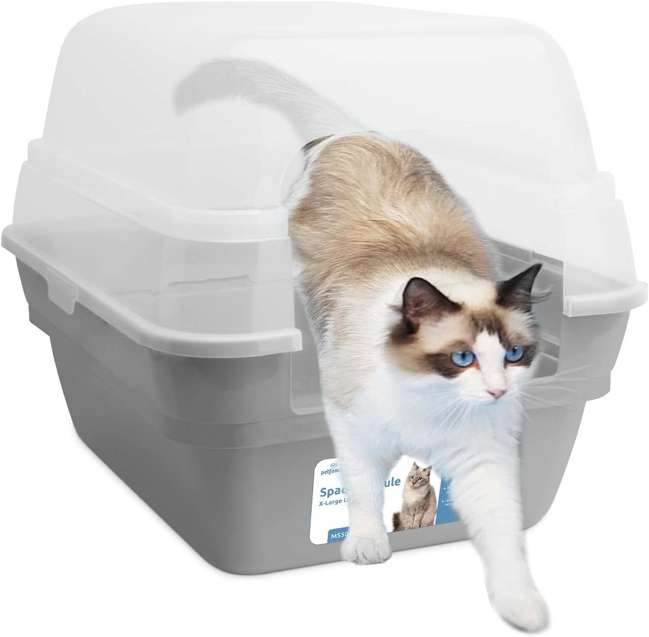Large Foldable Jumbo Hooded Cat Litter Box for Multiple Cats