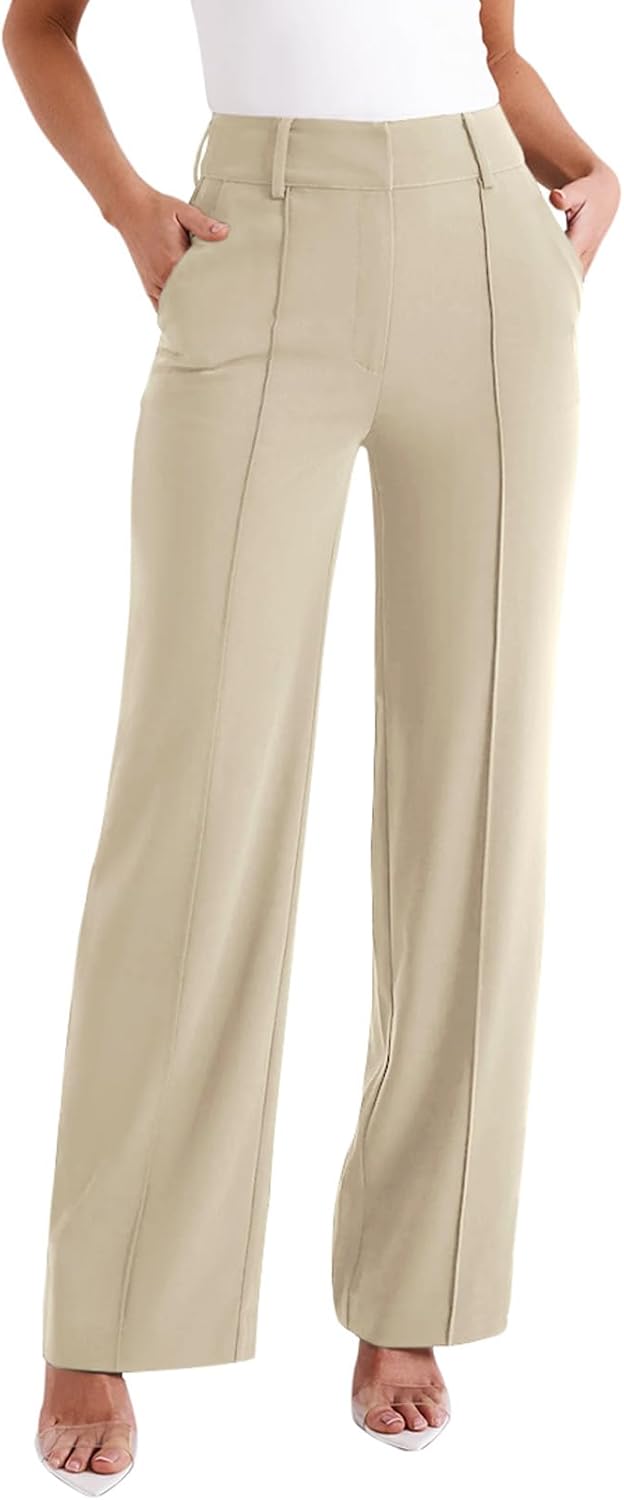 NIMIN High Waisted Work Pants for Women - Dressy Wide Leg Trousers