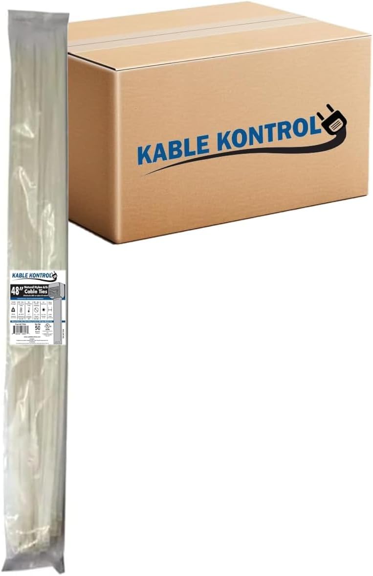 Kable Kontrol 48 Inch Natural White Cable Zip Ties for All Needs