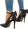 Pointed Toe High Heels D'Orsay Pumps with Bow - Elegant Heel