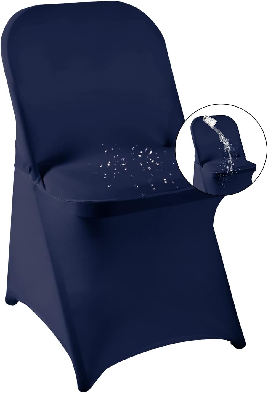 Navy Spandex Folding Waterproof Chair Cover for Events and Parties