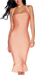 Elegant Women's Halter Fishtail Dress with V Neck for Celebrations