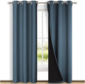 NICETOWN Smoky Blue Full Shade Curtain Panels - True 100% Blackout