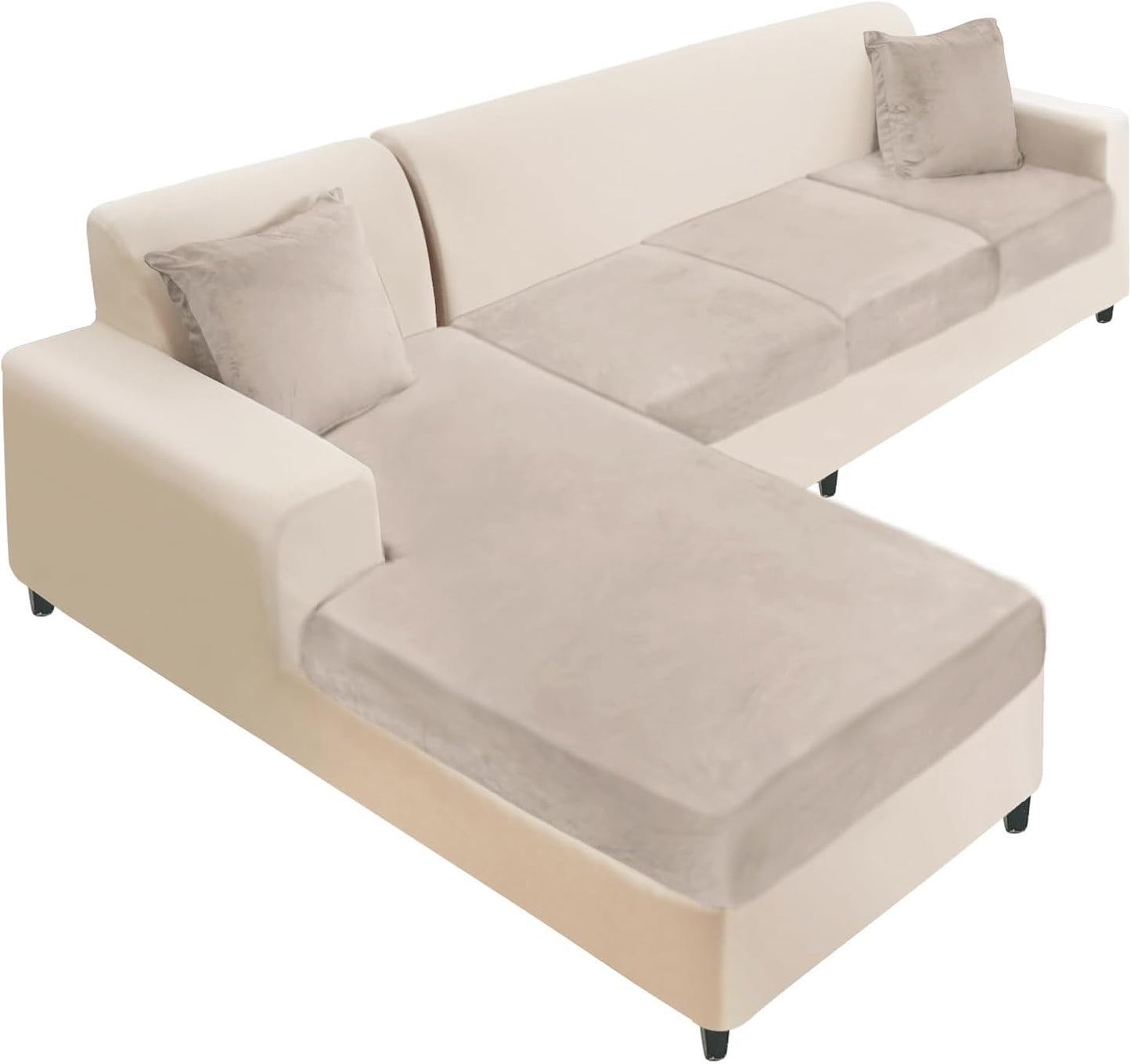 NAISI Sectional Couch Cover 4 Pieces Velvet Slipcovers for Sofas