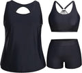 Holipick Women Plus Size 3 Piece Tankini Swimsuits - Flattering black