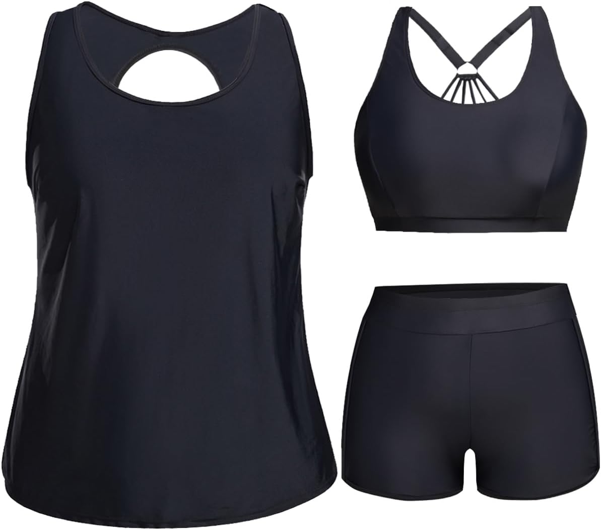 Holipick Plus Size 3 Piece Tankini Swimsuits for Women