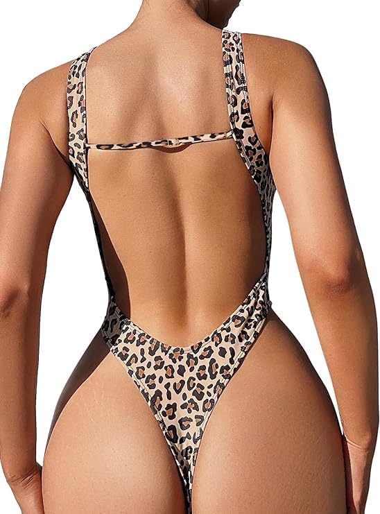 Sexy Backless Cheeky High Cut Leg Thong V Neck Swimsuit Review