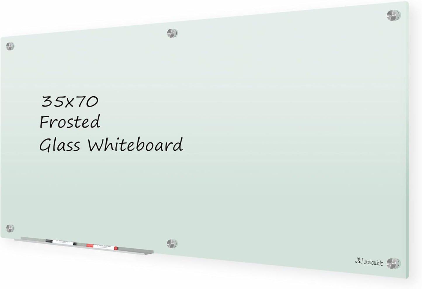 J&J worldwide Glass Whiteboard 6ft x 3ft for Office and Home