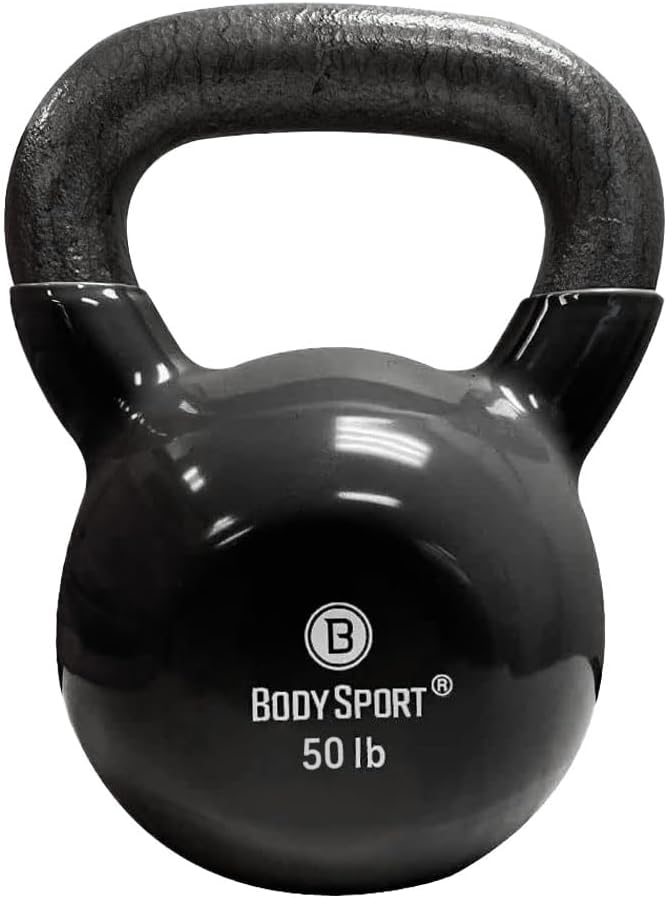 Body Sport Cast Iron Vinyl Coated Kettlebells for Strength Training