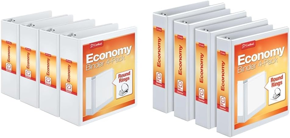 Cardinal Economy 3 Ring Binders 4 Pack for Document Storage