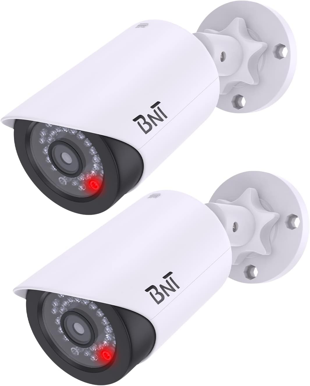 BNT Dummy Security Camera 2 Pack - Nighttime Red LED for Enhanced Security