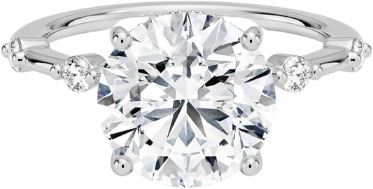 Moissanite Ring 3 Ct Hidden Halo Solitaire Engagement Ring