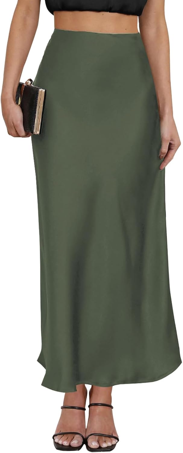 Women's Leopard Print Satin Maxi Skirt for Summer Parties