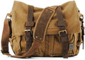 Sechunk Vintage Military Leather Canvas Laptop Bag Messenger - Durable