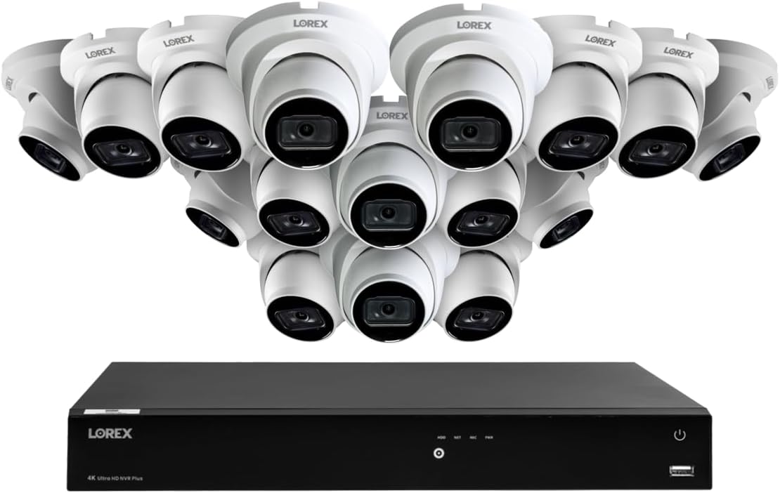 Lorex 4K 8MP NVR System with 16 IP Dome Cameras for Security