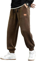 Corduroy Joggers Pants Casual Cargo Drawstring Elastic Waist Men's