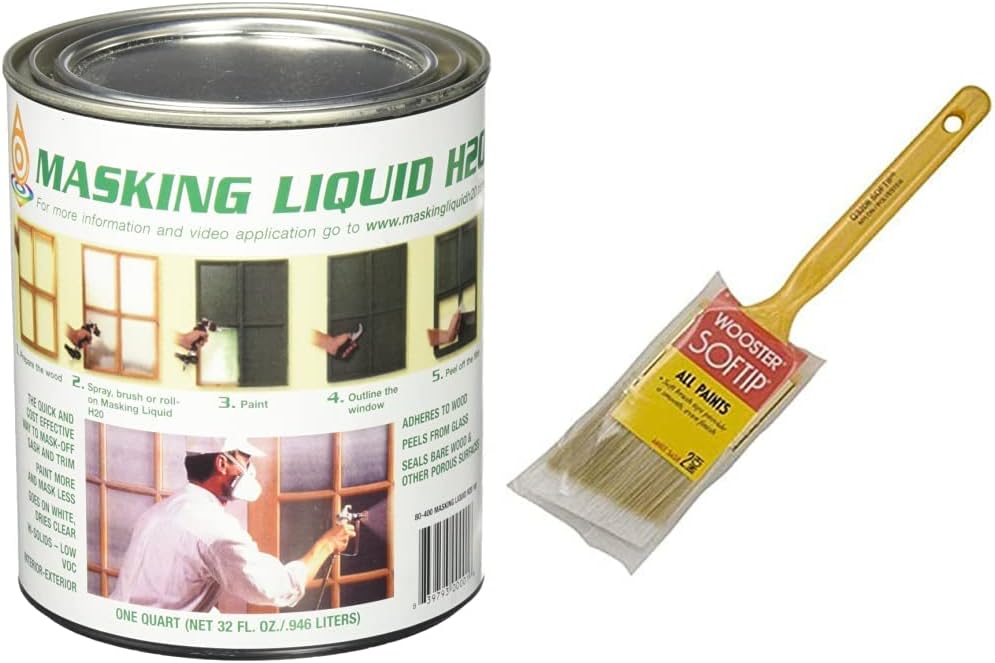 H20 Masking Liquid and Softip Angle Sash Paintbrush Combo