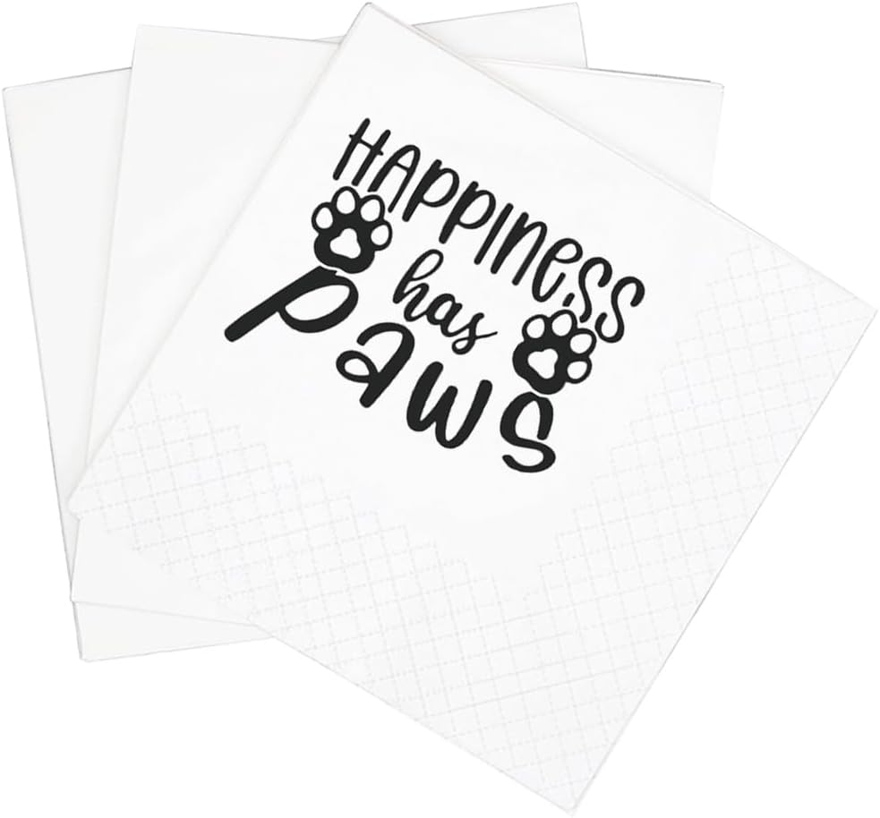 Happiness Has Paws Cocktail Napkins by SharkBliss