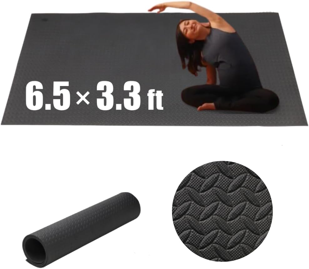 Extra Thick Non-Slip Yoga Mat for Men and Women, 7' x 3', Black