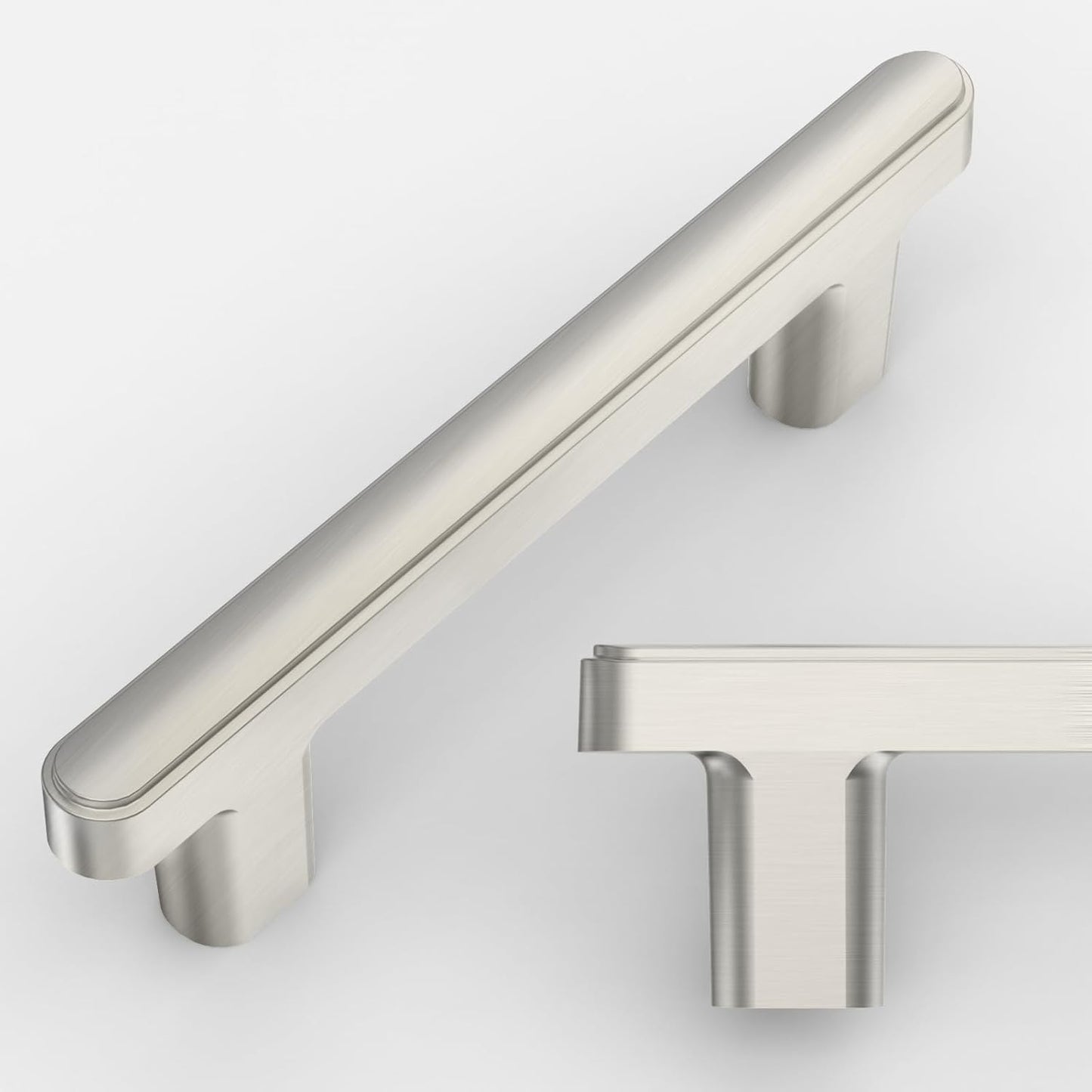 Brushed Satin Nickel Cabinet Hardware - 10 Pack Drawer Pulls