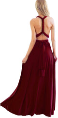 Women Convertible Multi-Way Halter Maxi Dress - Floor Length Wrap