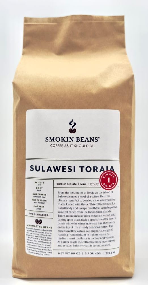 5-Pound Sulawesi Toraja Unroasted Green Arabica Coffee Beans