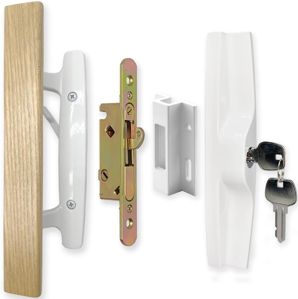 Patio Sliding Door Handle Set with Mortise Lock and Key Cylinder