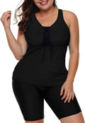 Plus Size Tankini Swimsuit Two Piece Set - Capris Swim Shorts