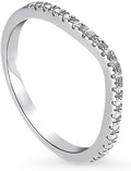 Wishbone Curved Half Eternity Ring - Sterling Silver CZ Stackable