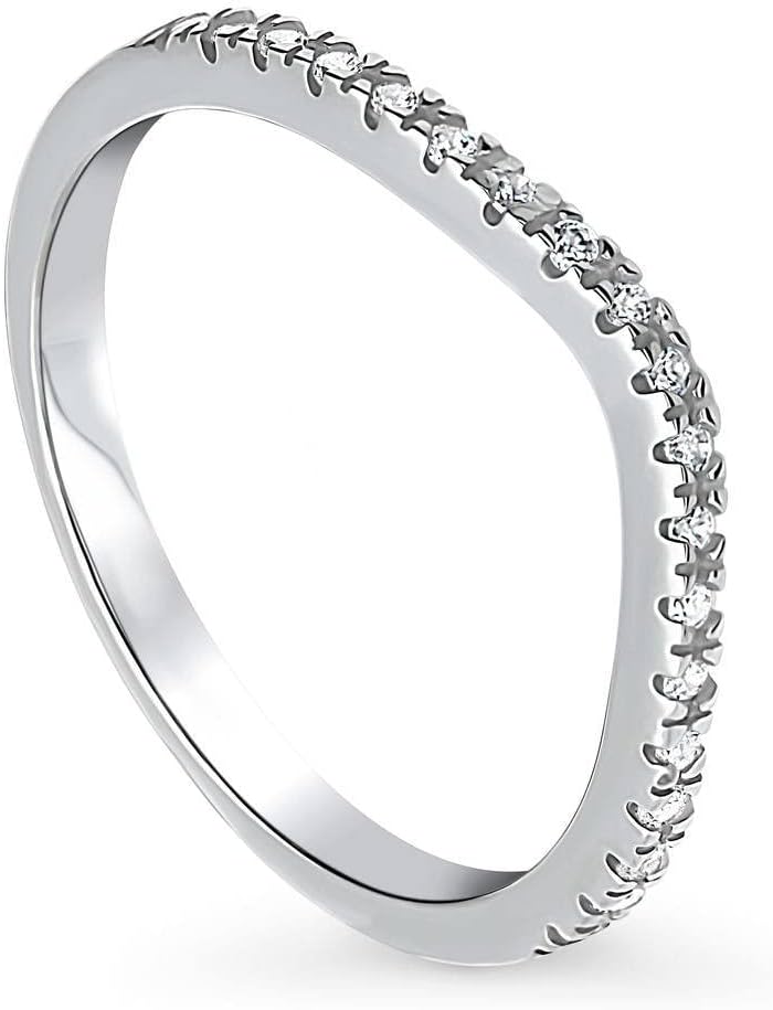 BERRICLE Sterling Silver Wishbone Wedding Ring with CZ Sparkle