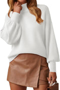 WEACZZY Women's Fall Mock Neck Lantern Sleeve Sweater - Lightweight as