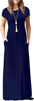 AUSELILY Womens Short Sleeve Loose Maxi Dress - Comfortable Summer Fit
