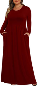 Tencede Womens Plus Size Maxi Dress Long Sleeve with Pockets 95%