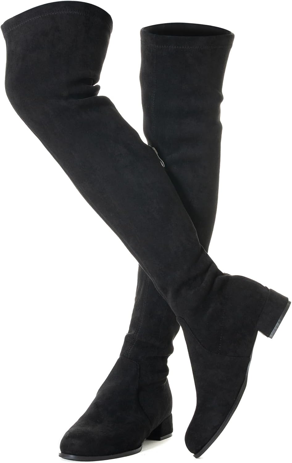 Thigh High Block Heel Boot Women Pointed Toe Stretch Over Knee