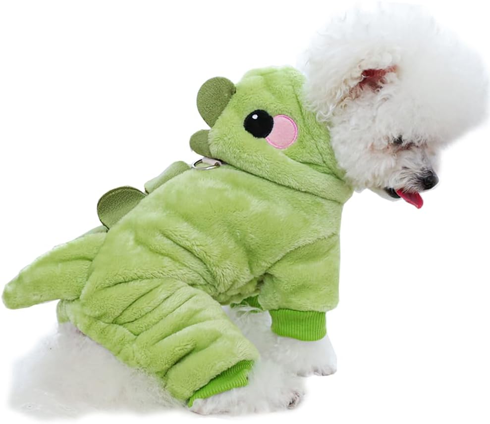 Warm Dino Pet PJs, Small Dog Hoodie, Winter Coat - Anelekor