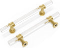 Peaha 4 in Acrylic Cabinet Pulls 10 Pack - Brushed Gold Clear Handles